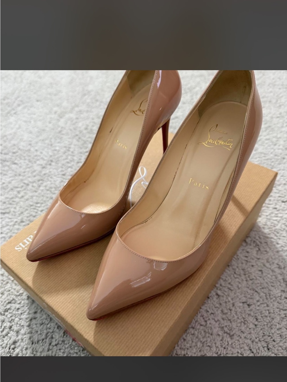 Christian Louboutin Nude Patent Pointed-Toe Stiletto Pumps